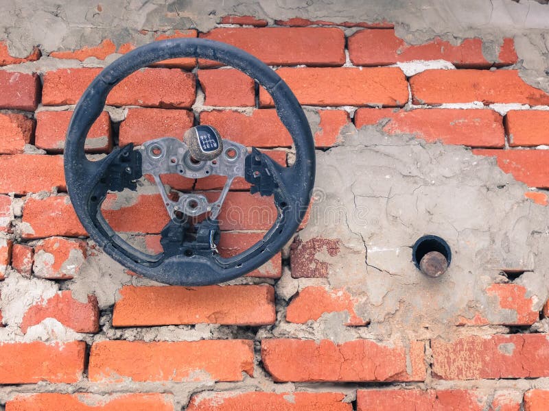 A Battered Old Car Steering Wheel Stock Image Image of damage, knob