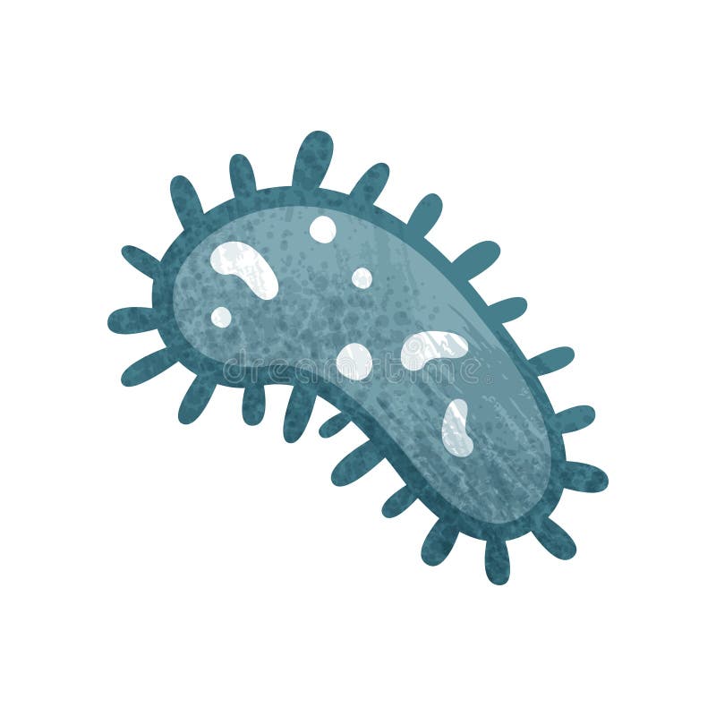Batteri blu coperti dalle ciglia Microrganismo di biologia sotto il microscopio Icona piana di vettore con struttura royalty illustrazione gratis Batteri blu coperti dalle ciglia Microrganismo di biologia sotto il microscopio Icona piana di vettore con struttura royalty illustrazione gratis