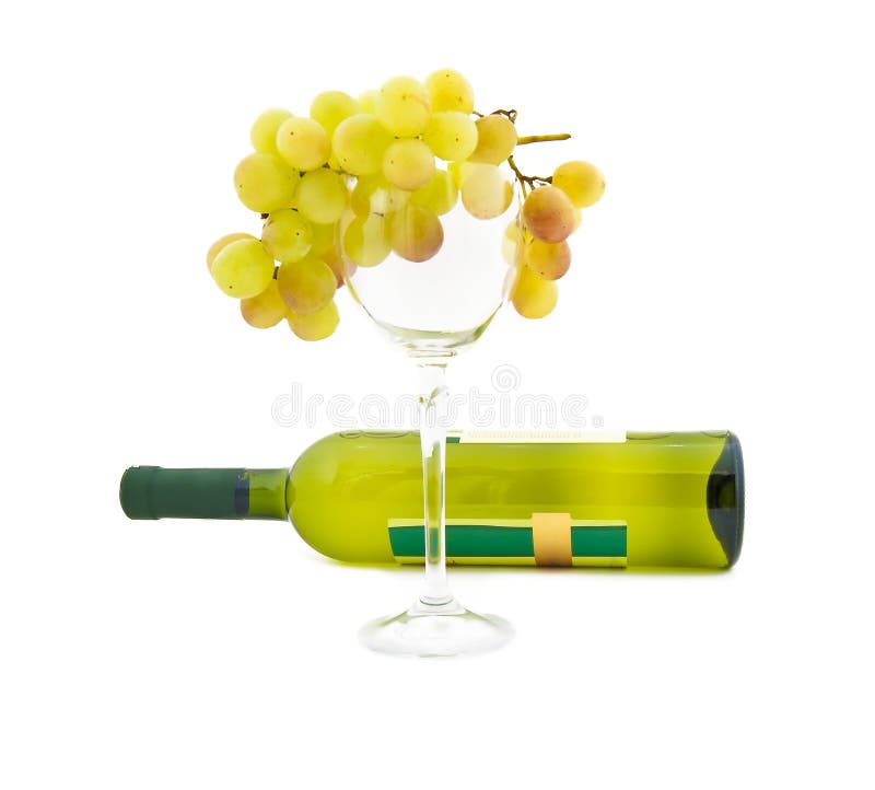 Batterie des raisins de muscat et de bouteille de vin mûrs photo libre de droits Batterie des raisins de muscat et de bouteille de vin mûrs photo libre de droits