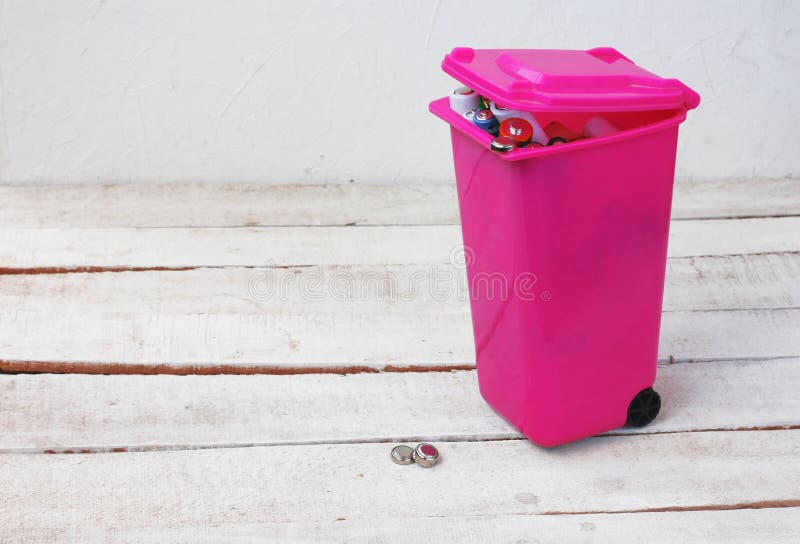Batteries in a Trash Can, Recycling Concept Stock Image Image of