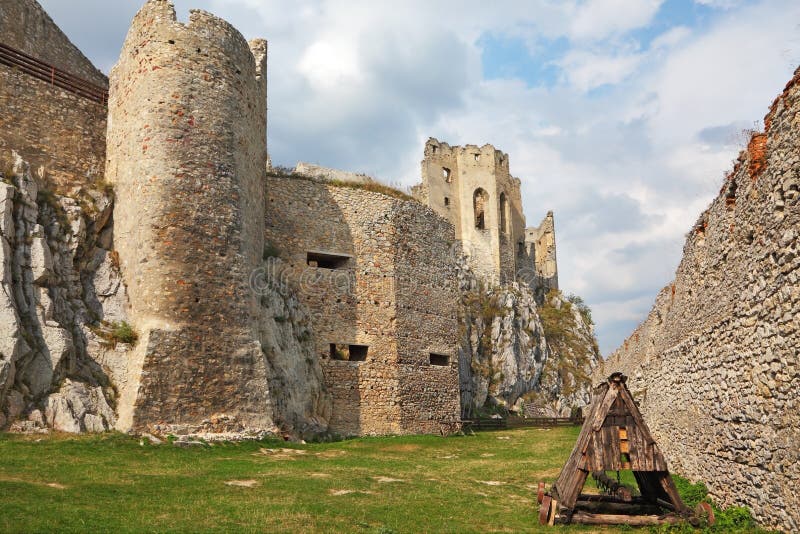 Battering-ram in a medieval citadel