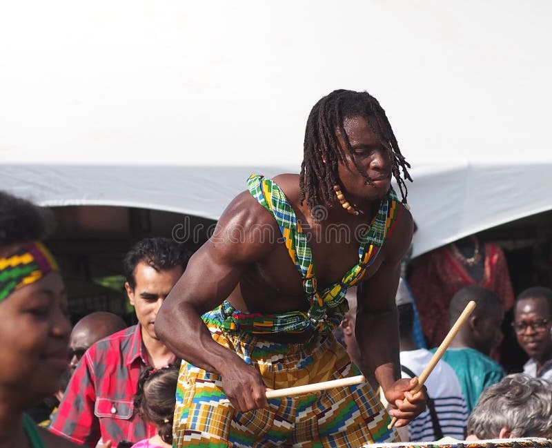 African Drummer at Edmonton Alberta Heritage Day Celebration August 4. 2014. African Drummer at Edmonton Alberta Heritage Day Celebration August 4. 2014