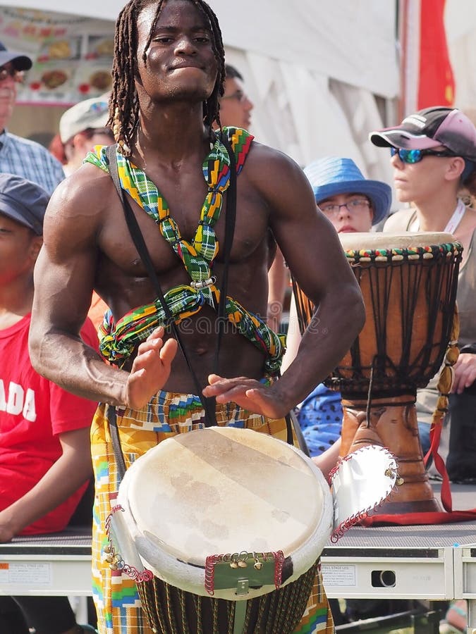 African Drummer at Edmonton Alberta Heritage Day Celebration August 4. 2014. African Drummer at Edmonton Alberta Heritage Day Celebration August 4. 2014