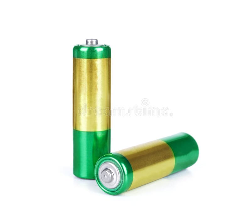 Battery aa alkaline cadmium chemical three isolated on white background stock images
