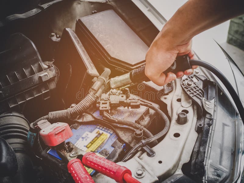 Battery Cables Connected To Battery of a Car Jumping Battery Stock Photo Image of emergency