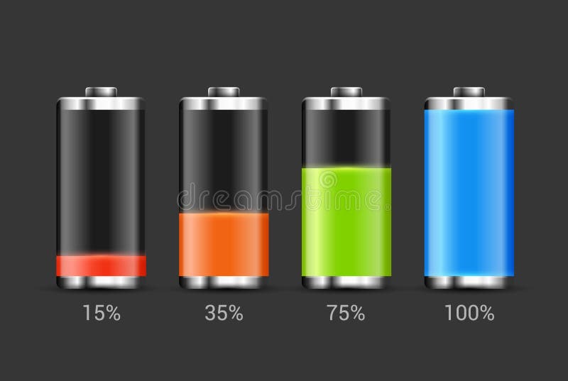 Battery Charge Design. Full Charge Energy for Mobile Phone Stock