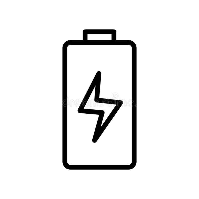 Battery charge icon line isolated on white background. Black flat thin icon on modern outline style. Linear symbol and editable stock illustration