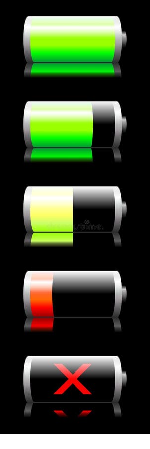 Battery indicator with 5 levels of charge. Battery indicator with 5 levels of charge