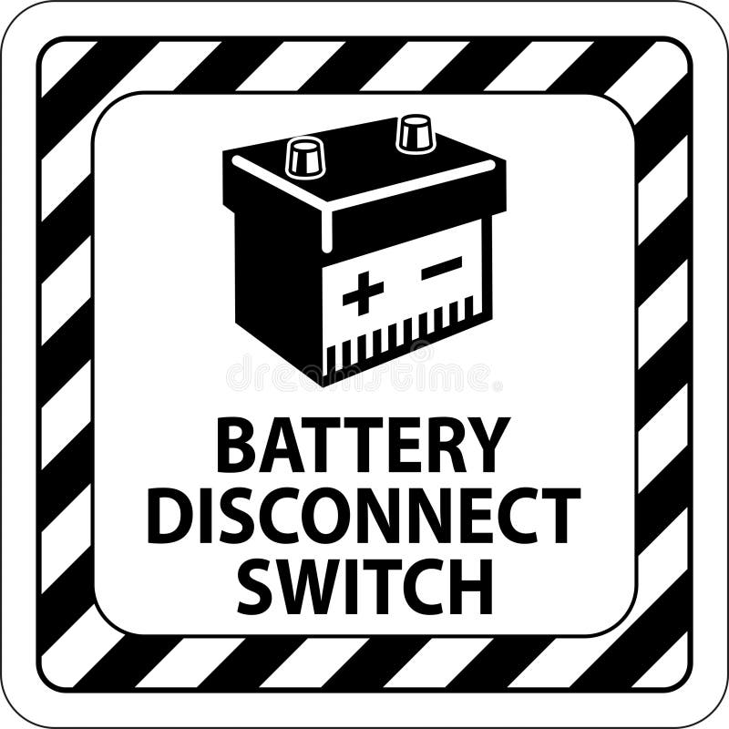 Battery Disconnect Switch Sign on White Background Stock Vector