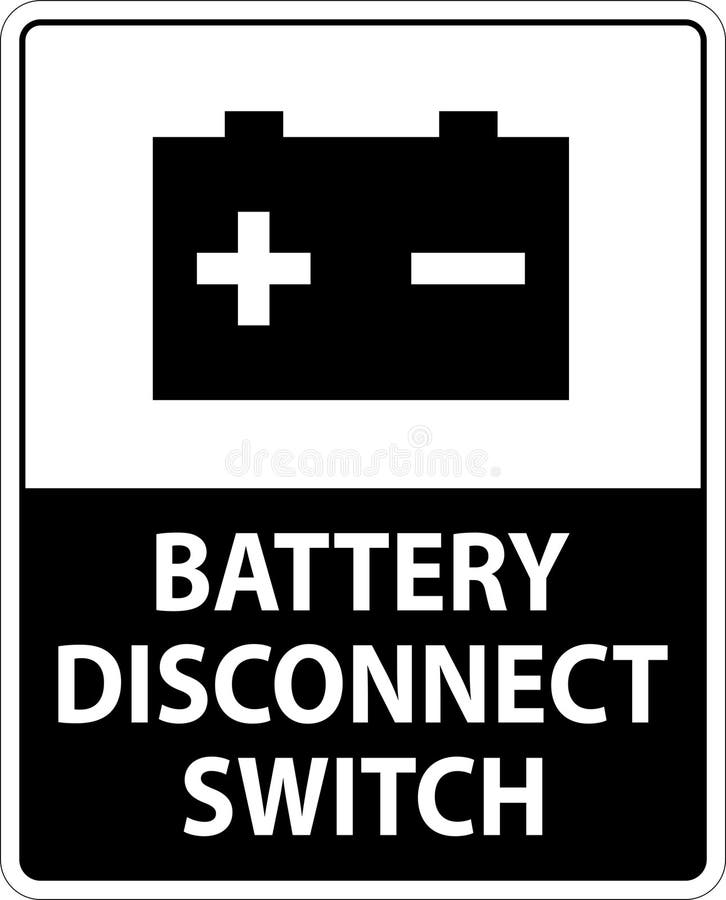 Battery Disconnect Switch Sign on White Background Stock Vector