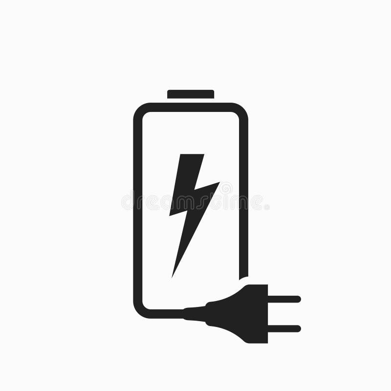 Battery and electric plug line icon. electric power and energy symbol. isolated vector image