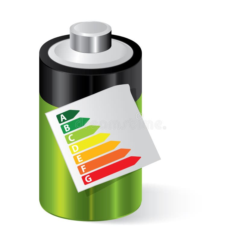 Battery with Energy Saving Certificate Stock Vector Illustration of