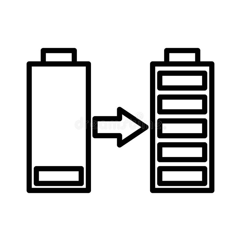 Battery fast charge icon linear logo mark in black and white stock illustration