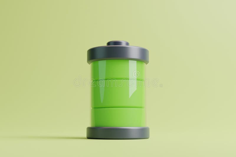 Battery with Green Level Indicator on Light Green Background Stock Illustration Illustration