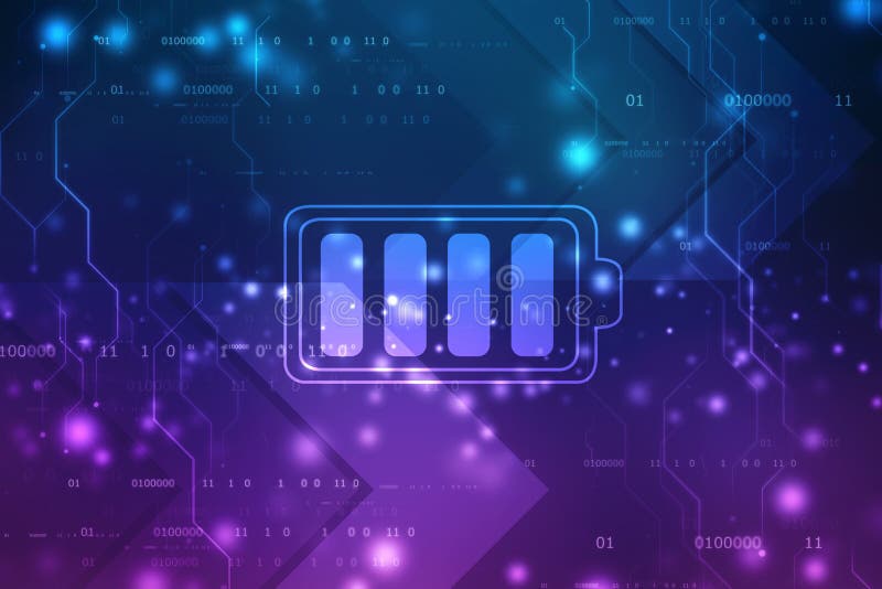 Battery Icon in digital background, battery Supply Concept Background, Energy Efficiency Concept royalty free illustration