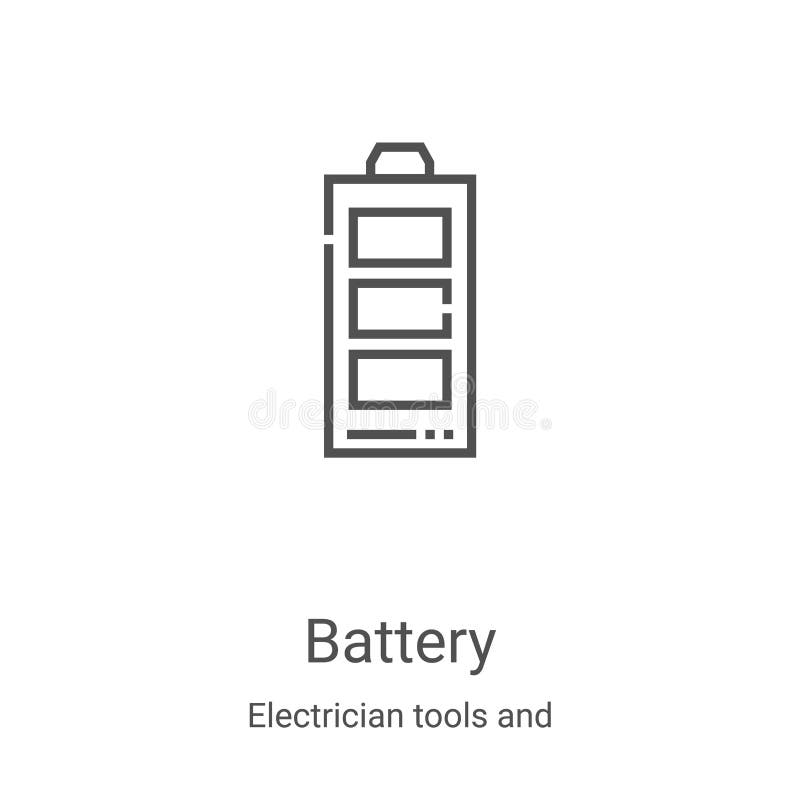 Battery icon vector from electrician tools and elements collection. Thin line battery outline icon vector illustration. Linear vector illustration