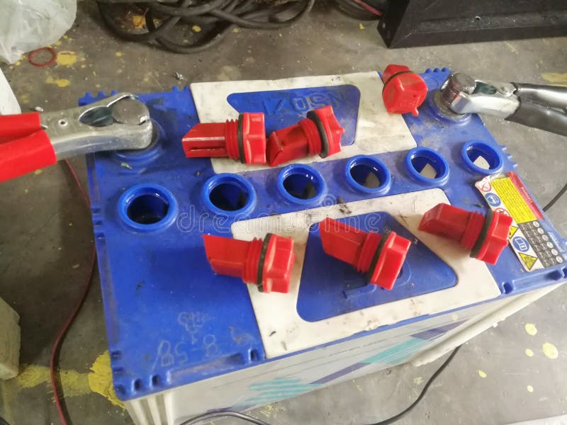 Battery life deteriorates stock photo. Image of acid 92952860