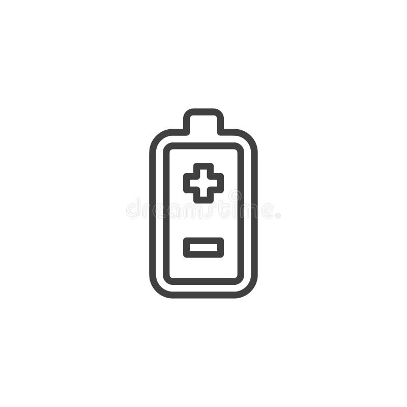 Battery. Plus and Minus Signs in the Middle of the Sign of the Energy