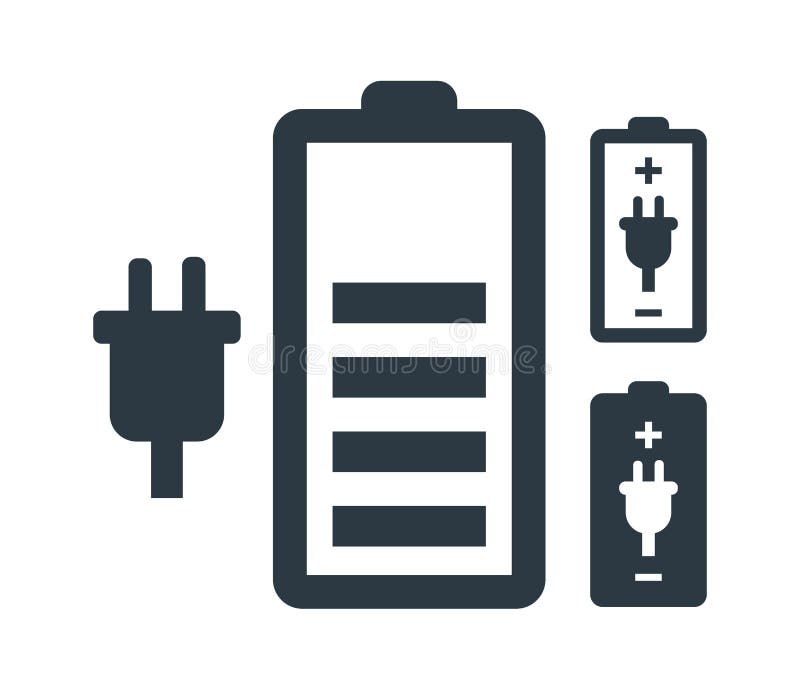 Battery with Power Plug Icon Set vector illustration