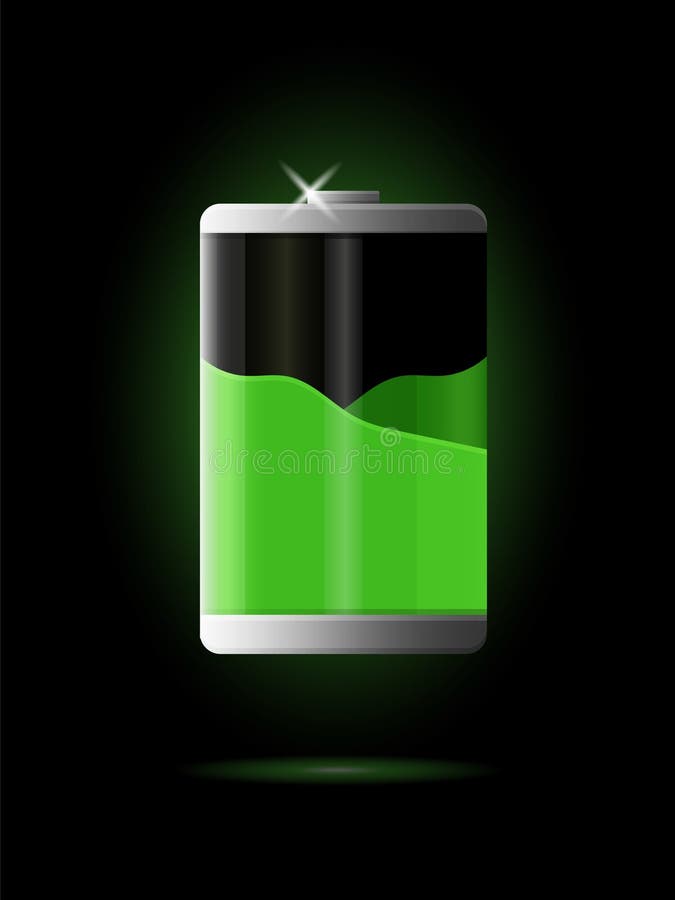 Battery Vector Isolated on Black Background Stock Vector Illustration