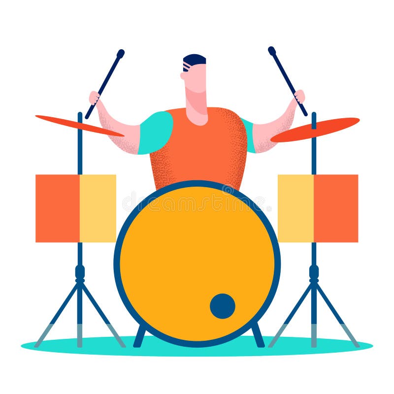 Batteur professionnel, musicien Flat Illustration illustration de vecteur Batteur professionnel, musicien Flat Illustration illustration de vecteur