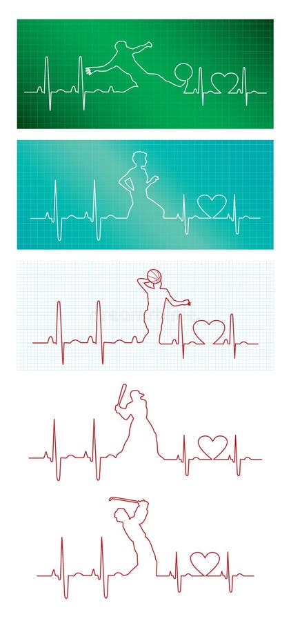 Battiti cardiaci degli sport illustrazione di stock Battiti cardiaci degli sport illustrazione di stock