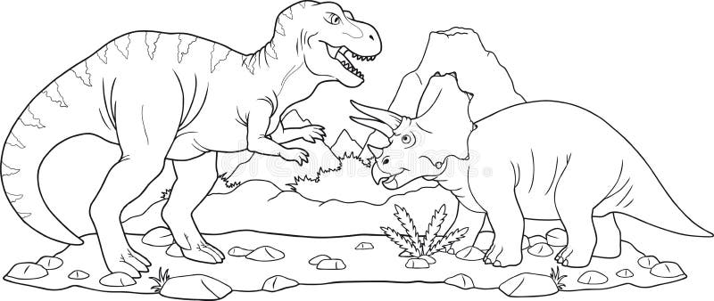 Battle dinosaurs stock vector. Illustration of coloring - 53557152