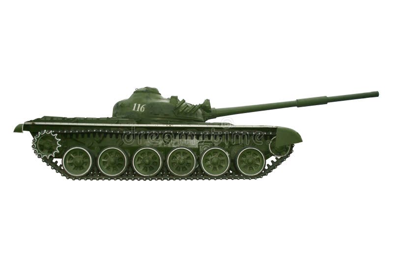 Battle russian tank on a white
