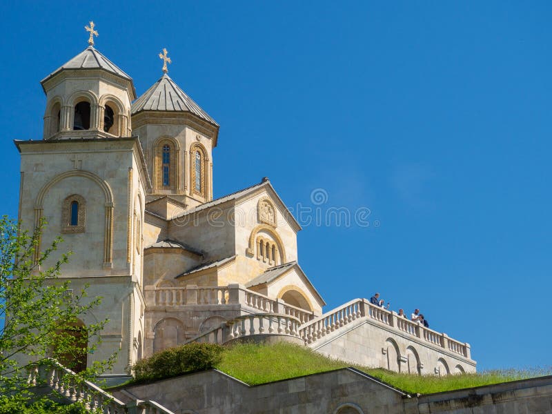 Batumi, Georgia. 05.11.2022 Church of the Holy Trinity on Mount Sameba. Landmark of Georgia. Batumi. Ancient monastery. Architecture. Batumi, Georgia. 05.11.2022 Church of the Holy Trinity on Mount Sameba. Landmark of Georgia. Batumi. Ancient monastery. Architecture