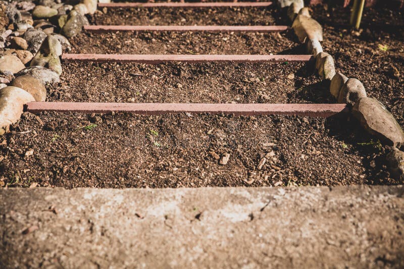 Bau Und Bau Von Stufen Und Treppen Im Garten Stockbild
