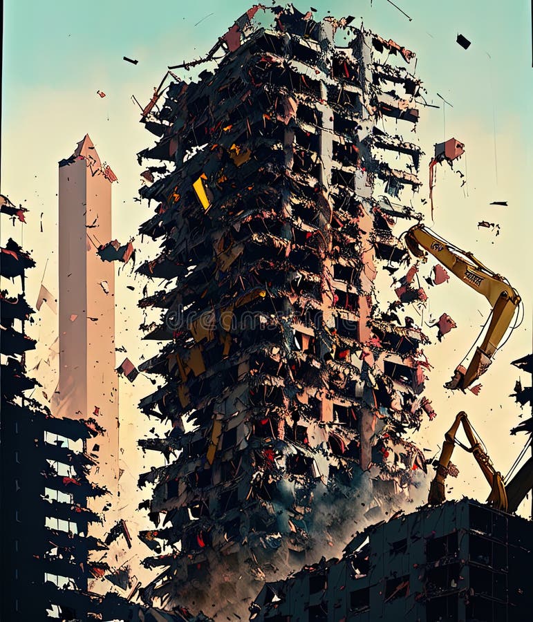 Bauabbruchgeschäft. generative Hilfe. Eine generative ai art interpretation of building abristion business.