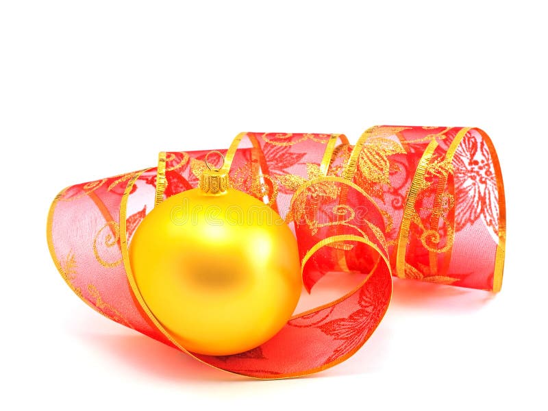 Bauble do Natal com fita vermelha imagem de stock royalty free