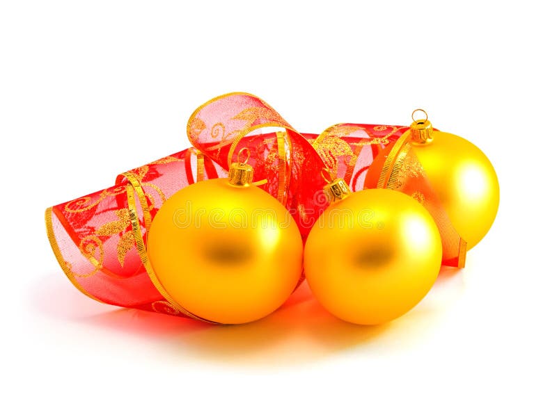 Baubles amarelos do Natal imagem de stock royalty free