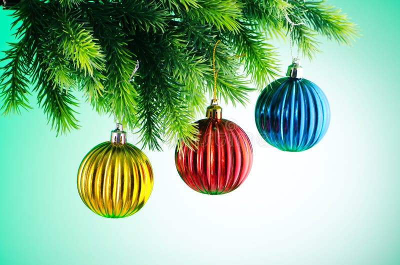 Baubles on Christmas Tree Celebration Concept Stock Image Image of