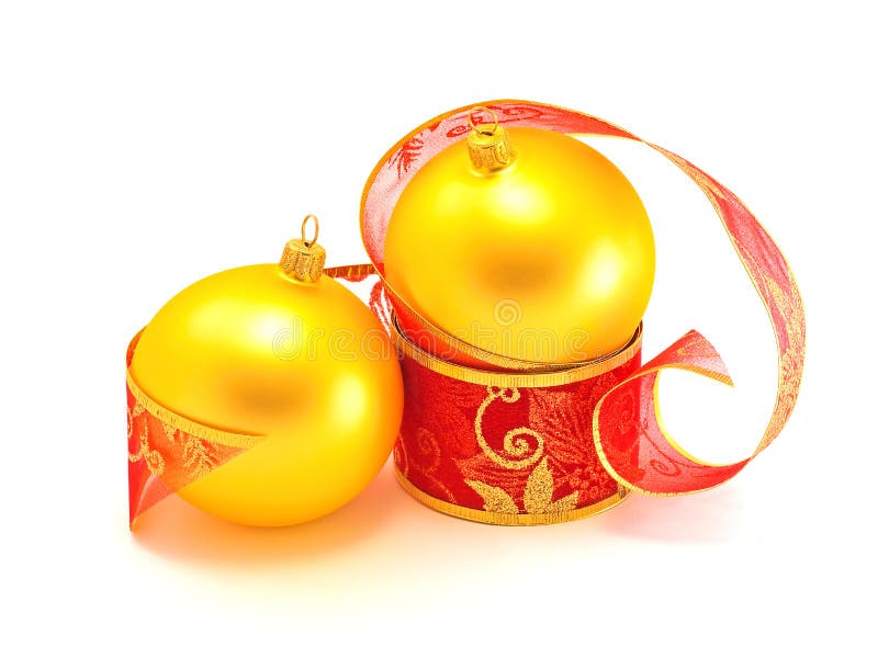 Baubles do Natal com fita do presente imagem de stock royalty free