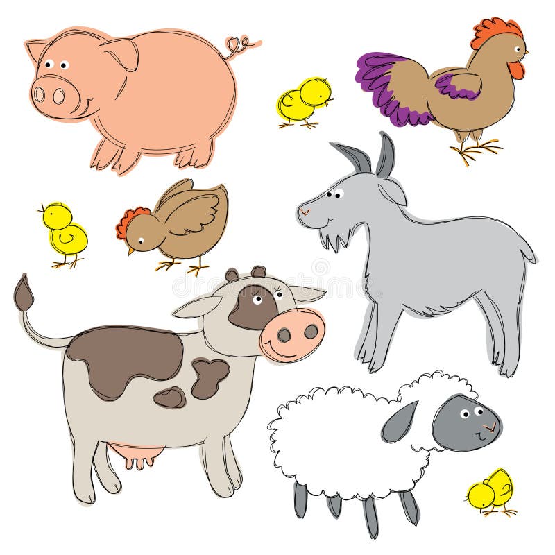 Bauernhof-Yard-Tiere vektor abbildung. Illustration von skizze - 31150390
