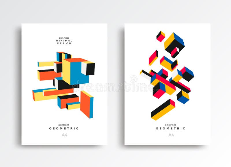 Bauhaus geometric posters with squares. vector illustration