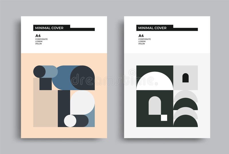 Bauhaus modern posters with geometric shapes stock illustration