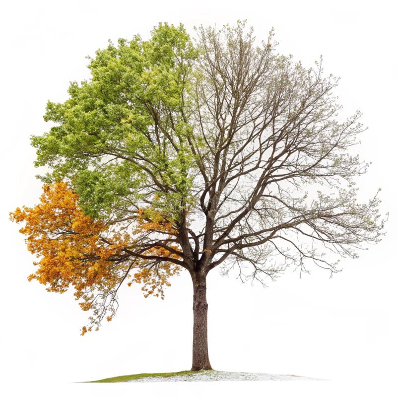 Baum in vier Jahreszeiten isoliert auf weißem Hintergrund Generative KI