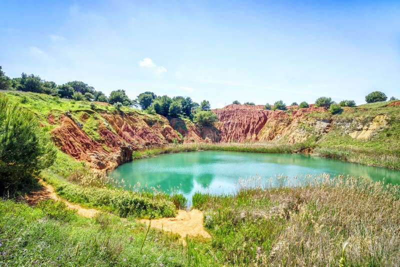 Bauxite Quarry Lake in Otranto, Puglia, Italy. Salento, Otranto Lunar