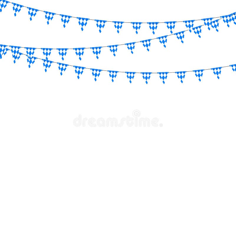 Bavarian bunting festoon from Germany with diamond pattern. Oktoberfest decoration. Vector illustration. Bavarian flag blue vectors