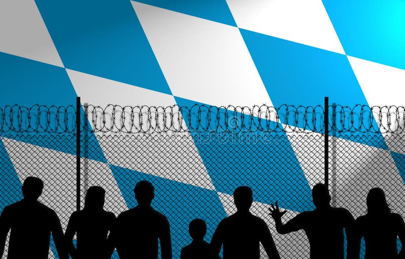 Bavarian Flag Behind Secure Fence stock illustration Bavarian Flag Behind Secure Fence stock illustration