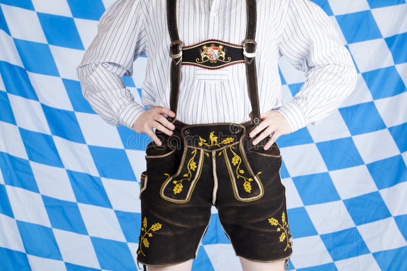 Bavarian man with black Oktoberfest lederhose
