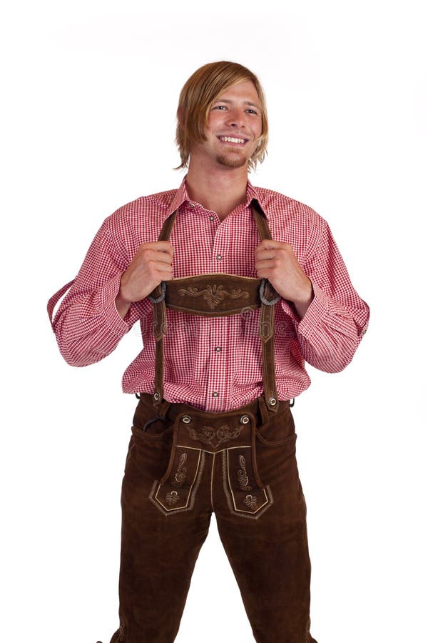 Bavarian man with oktoberfest leather trousers (le