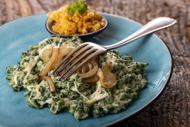 Bavarian pasta with onions royalty free stock photos