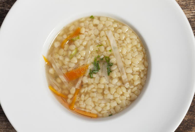 Bavarian pasta soup stock photography