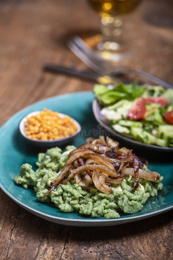 Bavarian spinach pasta royalty free stock image