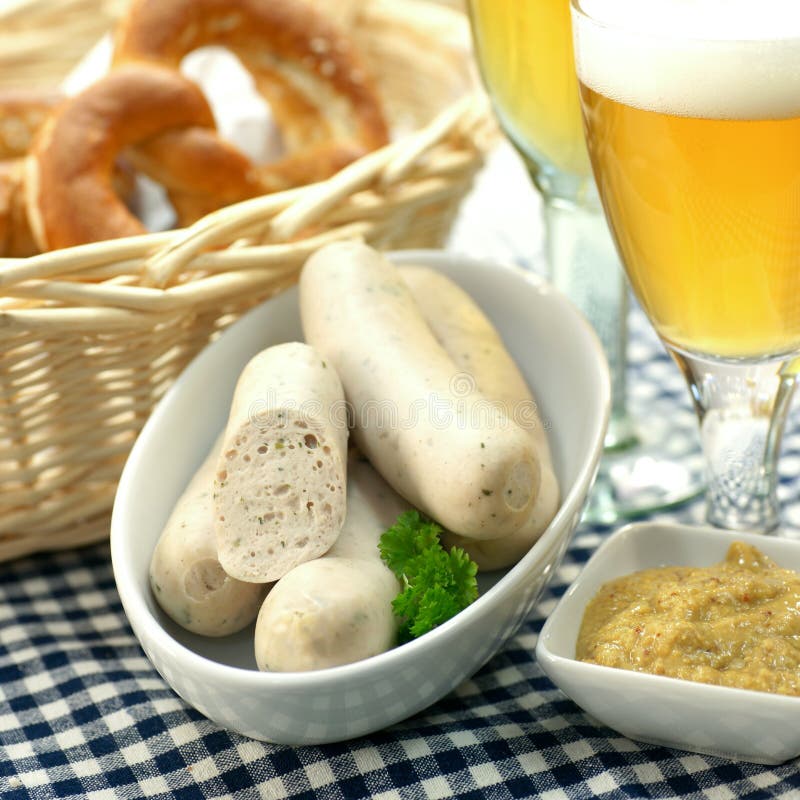 Bavarian veal sausage stock image. Image of munich, pretzel 23804599