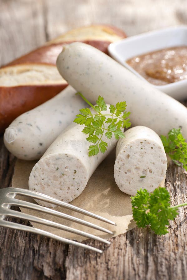 Bavarian Veal Sausage Breakfast with Sausages, Soft Pretzel and Stock
