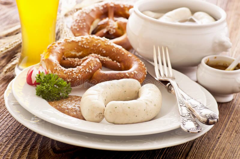 Bavarian Veal Sausage Breakfast royalty free stock photos Bavarian Veal Sausage Breakfast royalty free stock photos
